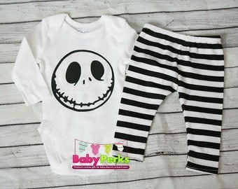 Baby boy Halloween costume, boy leggings, jack the skellington Long or short sleeve , Photo prop
