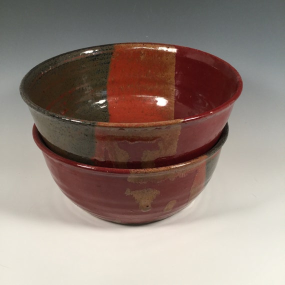 Pottery Pasta Bowl extra large pottery soup bowl Red
