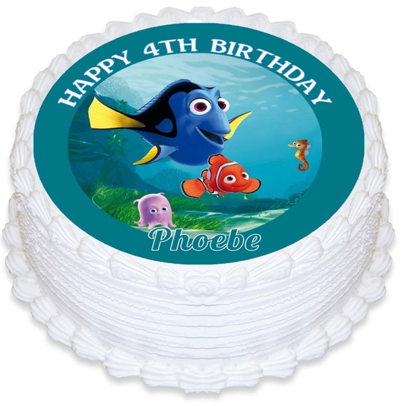Finding Dory Personalised Round Edible Cake Topper - PRE-CUT by Deezee ...