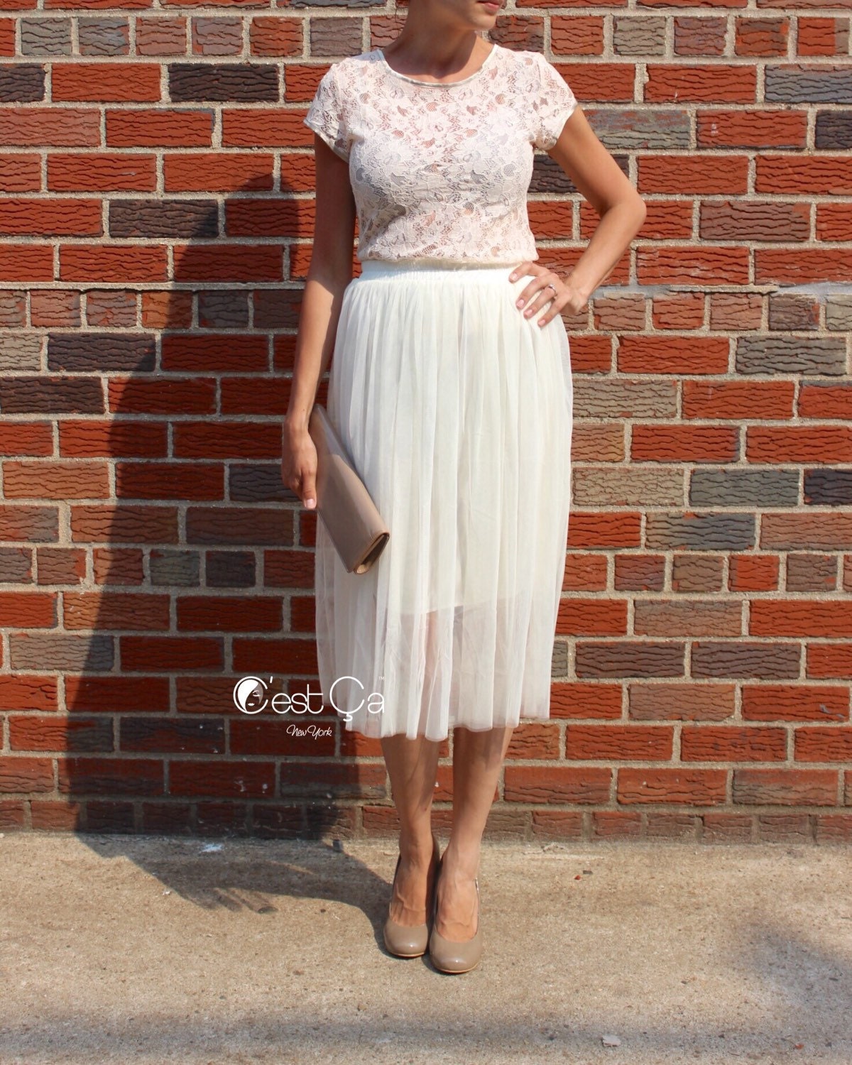 tulle maxi skirt ivory