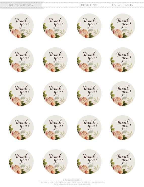 rustic labels printable floral stickers thank you circle