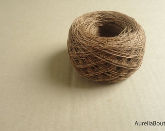 Linen brown yarn, linen thread, natural linen, natural 3ply yarn, crochet yarn