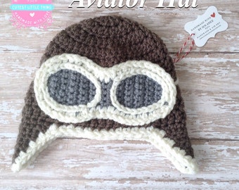 Baby Pilot Hat, Crochet Pilot Hat, Crochet Aviator Hat, Baby Aviator Hat, Aviator Googles, Aviator Hat, Pilot Hat, Aviator Photo Prop