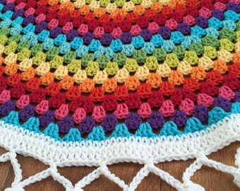 Crochet rainbow Christmas tree skirt, crochet mandala, crochet rainbow rug, MADE TO ORDER