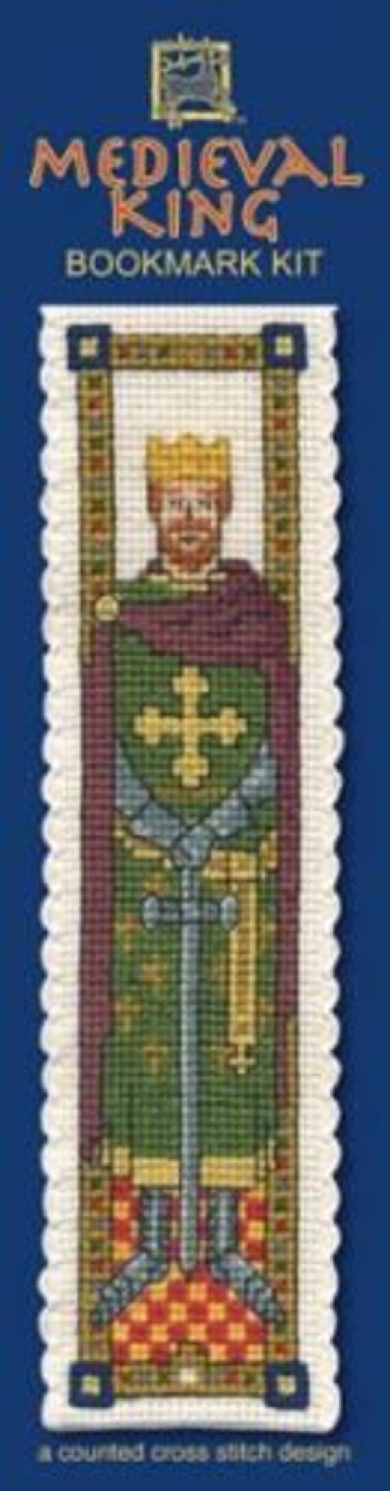 Medieval King Bookmark Cross Stitch Kit Textile Heritage