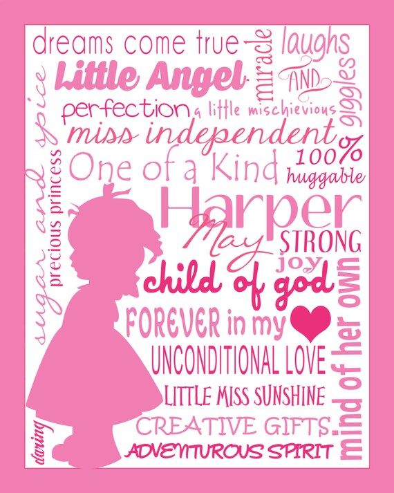 Little Girl or Boy Descriptive Words and Name Art
