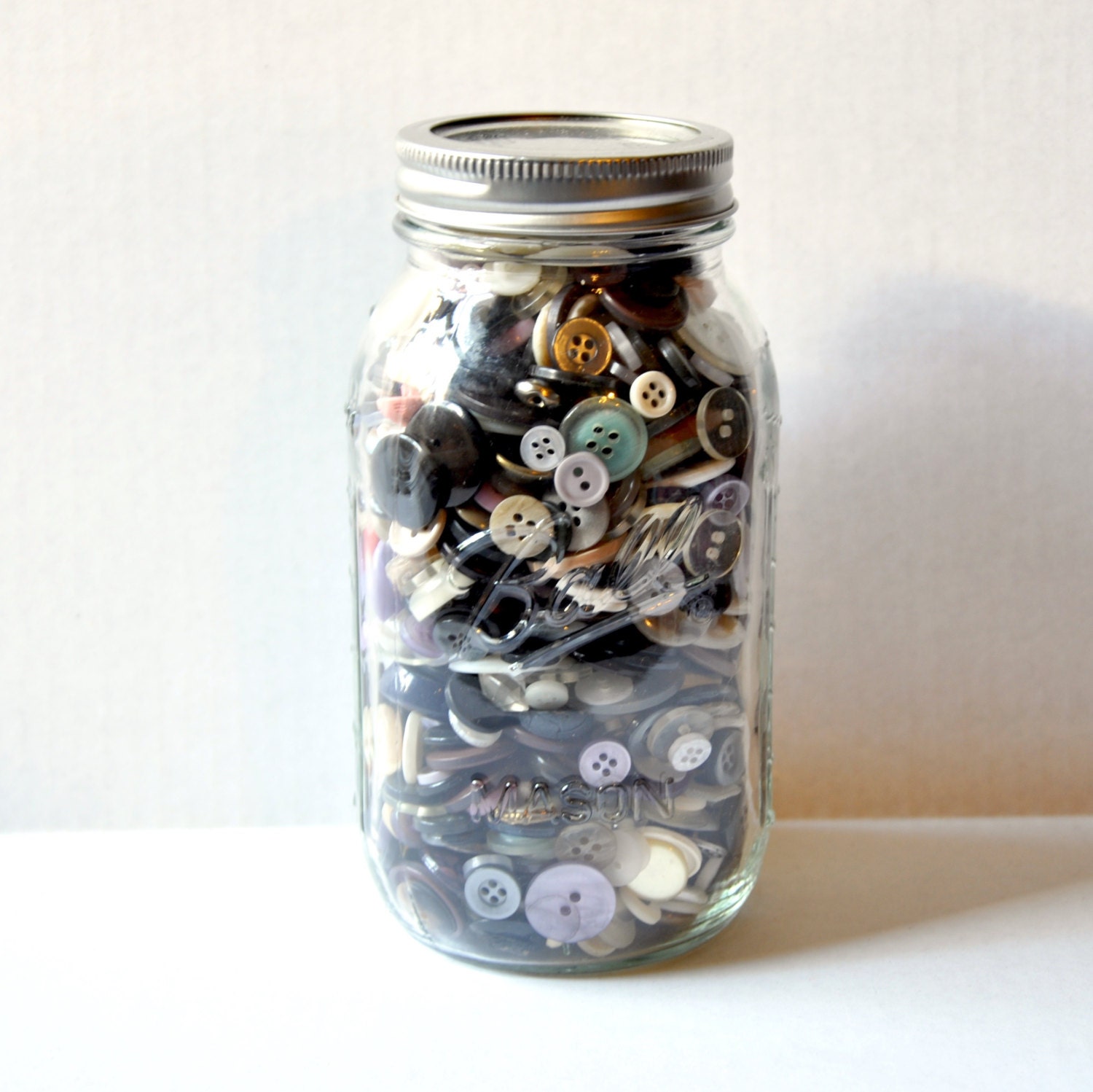 Button-Filled Mason Jar By Pumpkinpatchvintage On Etsy