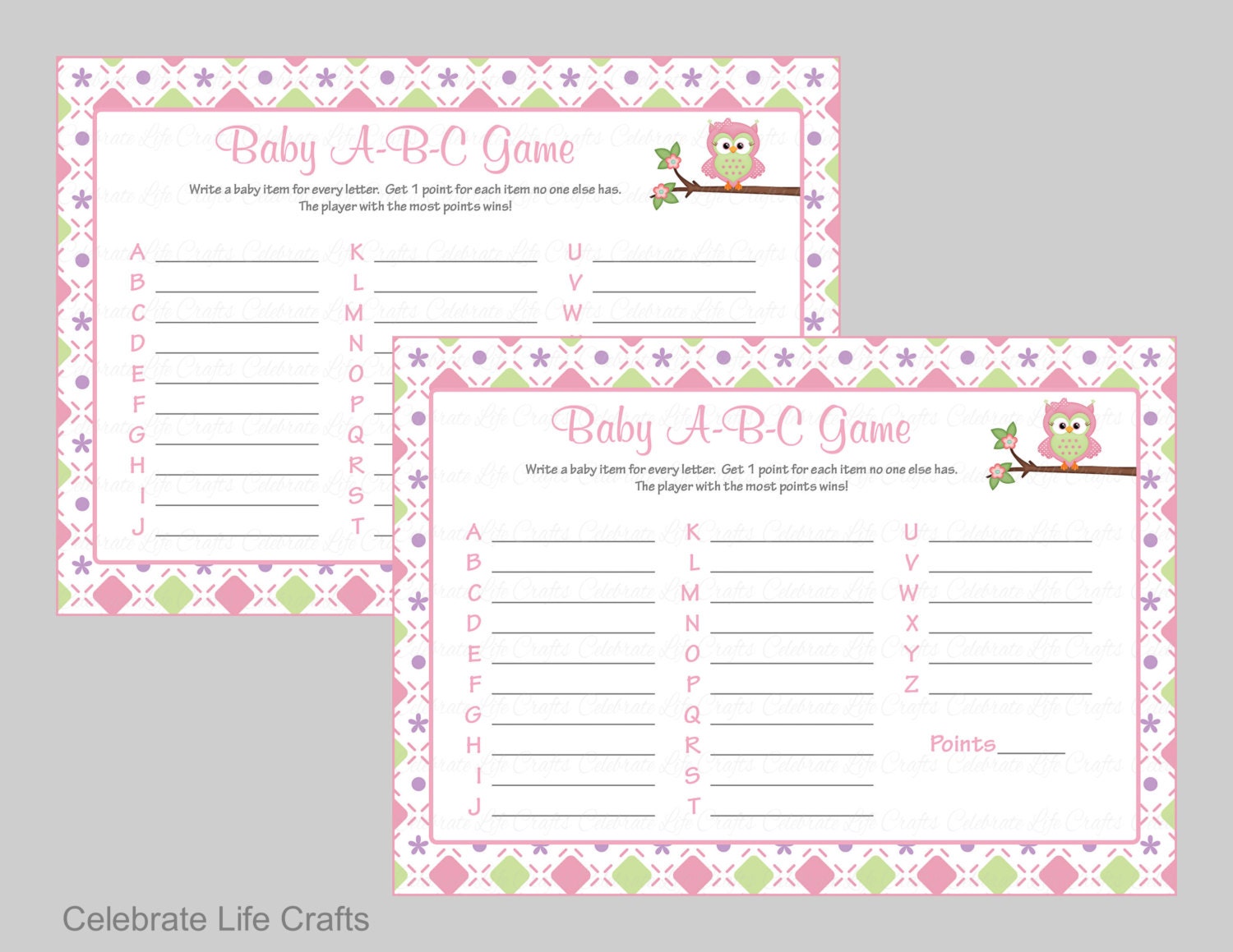 Baby Shower Baby ABC Game Printable Baby Shower Games