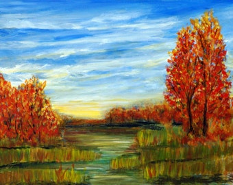 Fall Morning Eastern Shore Original Landscape Painting