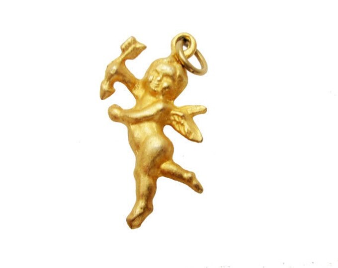 Cherub Charm - Gold Plated - cupid with arrow - pendant