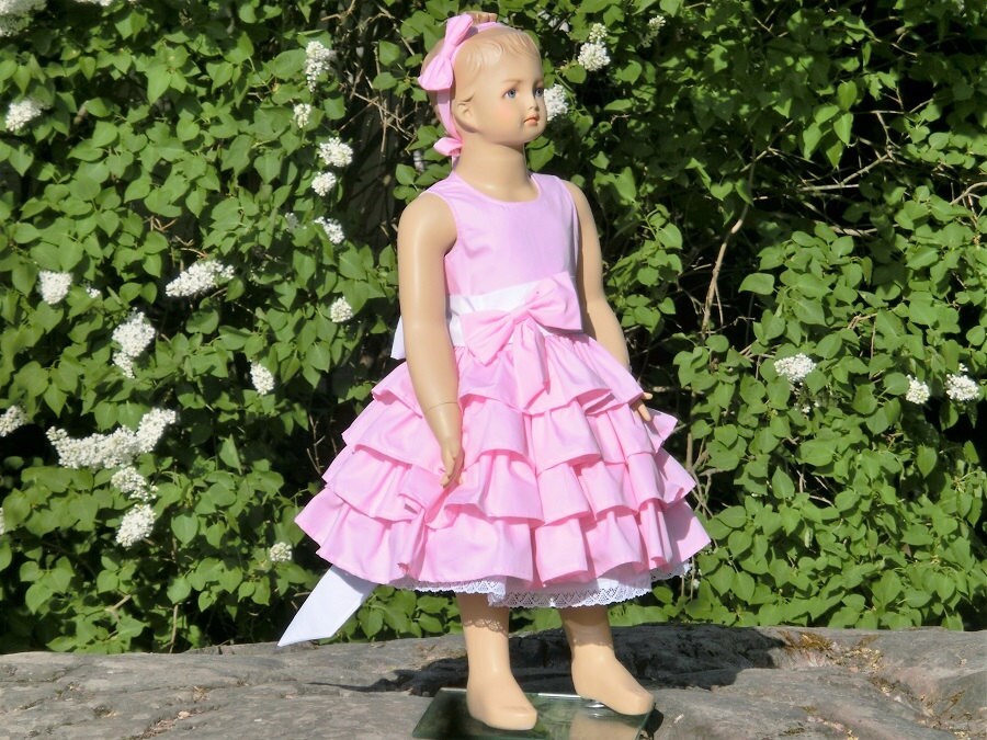 Pastel pink flower girl dress.Pink cotton flower girl
