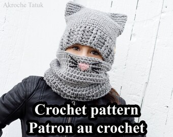 PDF ONLY. Cat Kit crochet pattern by Akroche Tatuk 4 sizes child to adult.