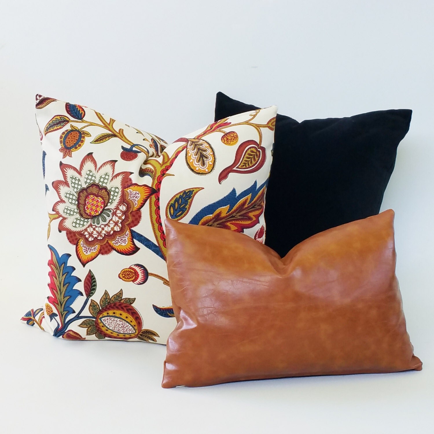 Caramel Brown Faux Leather Decorative Pillow Cover