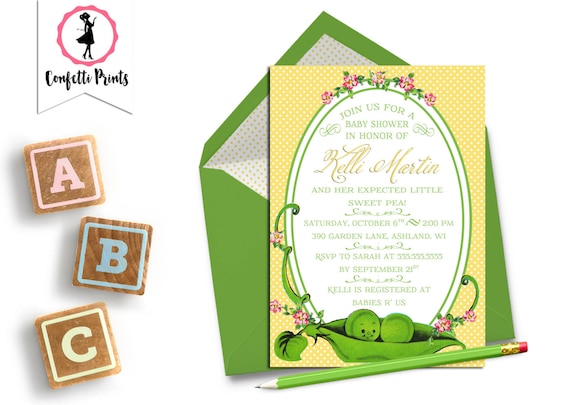 Peas In A Pod | Two Peas In A Pod | Twin Baby Shower | Twins Baby Shower | Shabby Chic | Vintage Baby Shower Invitation - SWEET PEA Il_570xn