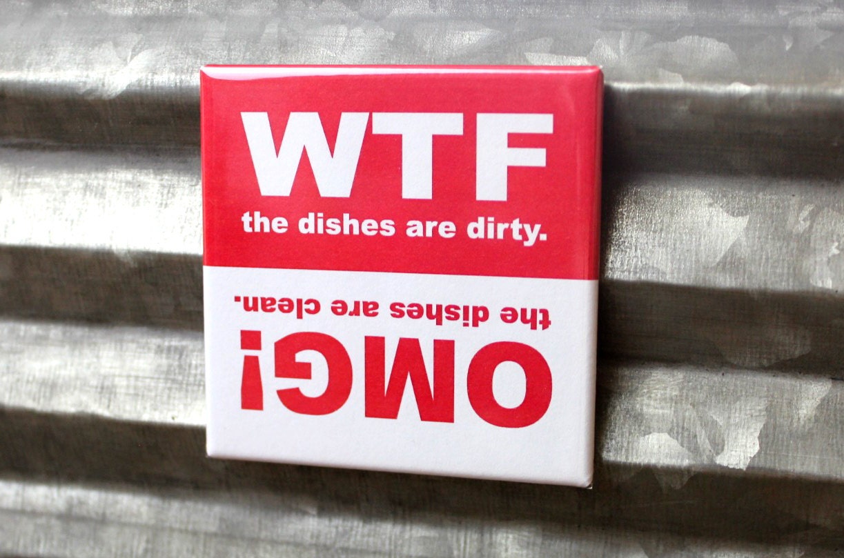 Clean Dirty Dishwasher WTF and OMG Funny Novelty Gift