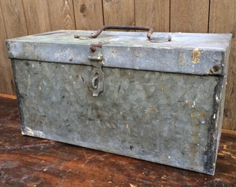 Galvanized tool box | Etsy