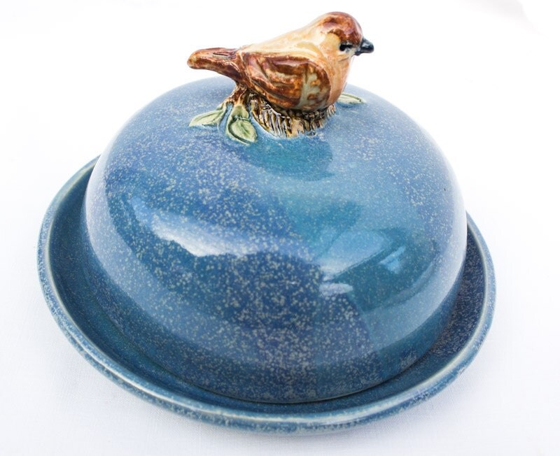 Song Bird Butter Dish Handmade Ceramic Kitchen Decor