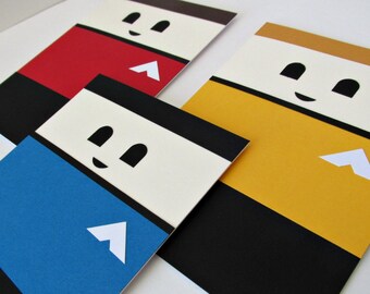 Star Trek Handmade Greeting Card Set, Star Trek Birthday Card, Star Trek Invitations - SET OF 3