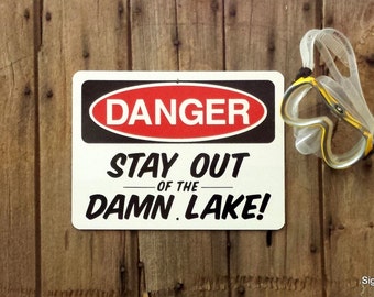 Funny lake signs | Etsy