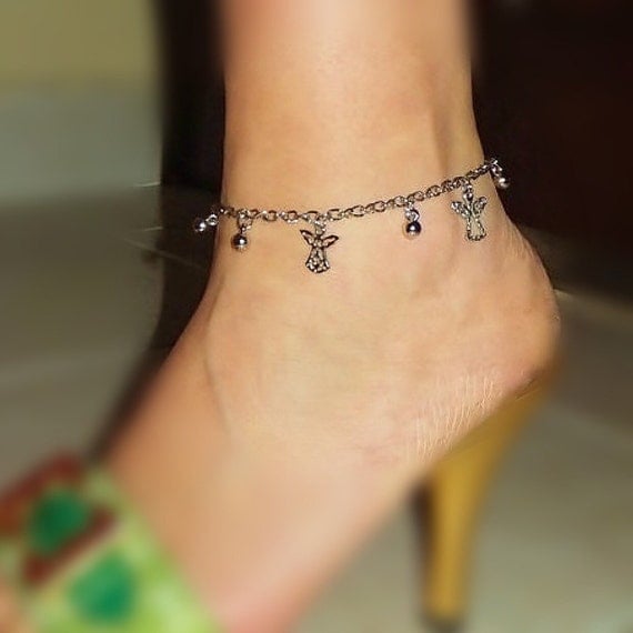 Items similar to Angel Charm Anklet,Charm Anklet,Handmade Jewelry