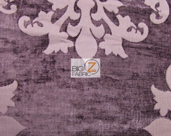 Floral Medallion Upholstery Chenille Fabric - PLUM - By The Yard Sofa Curtains Home Decor Double Rubs Drapery Damask
