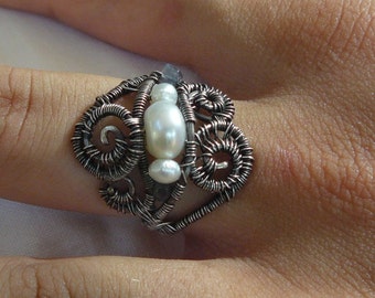 MERMAID - Sterling silver- Wire Wrapped – Ring – Handcrafted - size 8