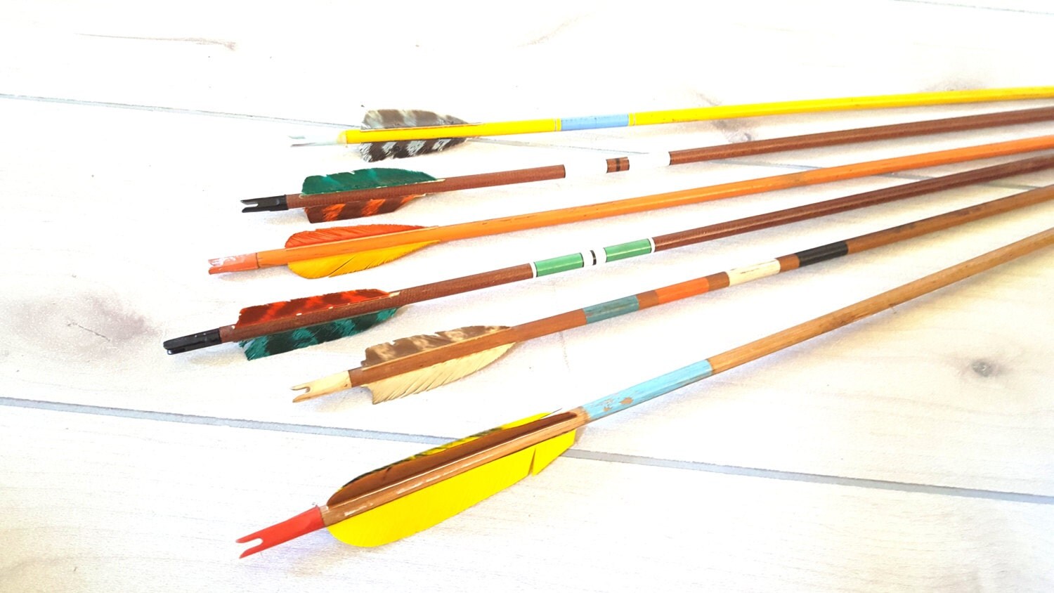 Vintage Arrows Set Of 6 Wood Archery Arrows Decorative 2605
