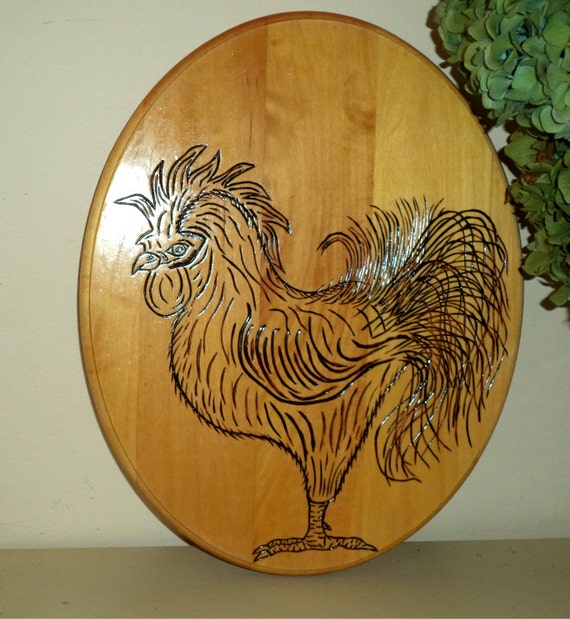 CLEARANCE Large Rooster Wood Burned Plaque by FranciesFare on Etsy