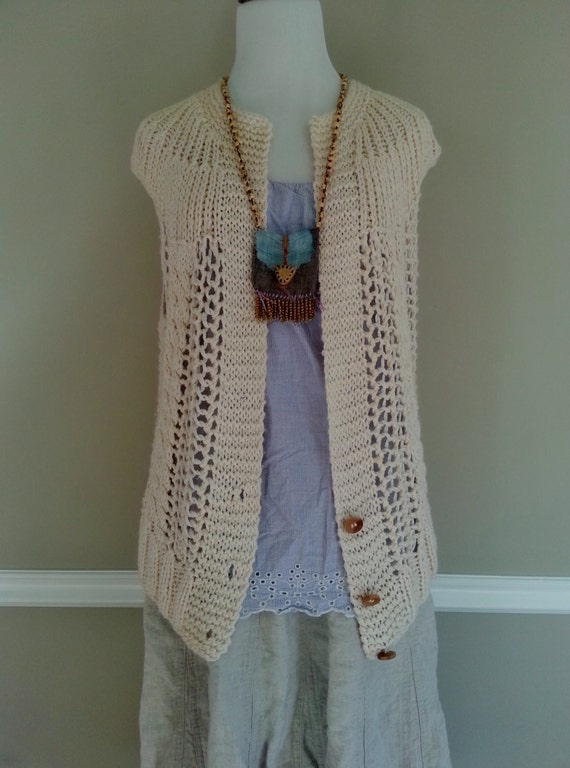 Boho Chic Silk Sweater Crochet Sleeveless Vest cardigan