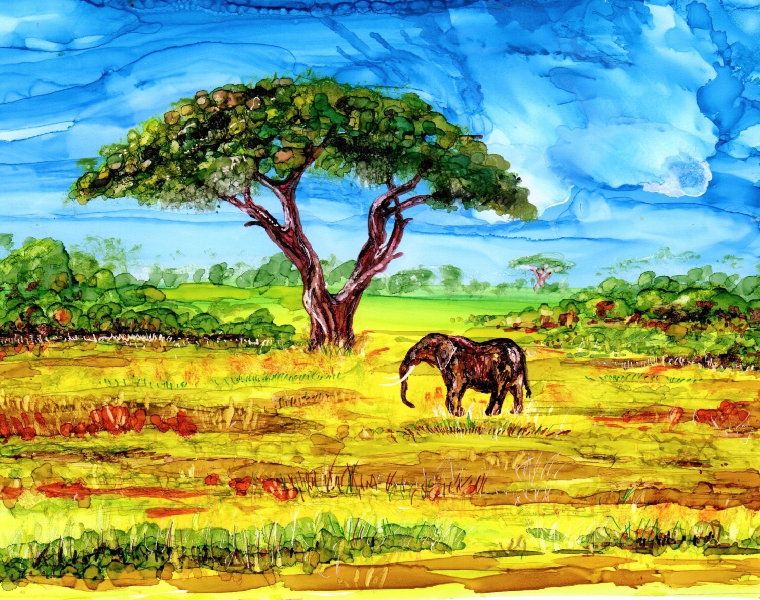 african lion safari elephant painting