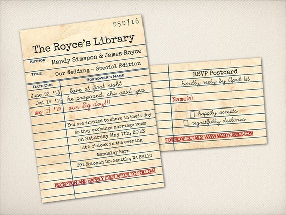 New 44 Library Card Invitation Template