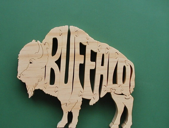 Buffalo Puzzle Cut On Scroll Saw by DukesScrollSaw on Etsy