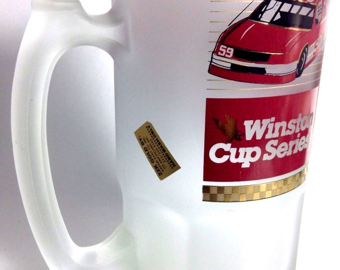 Vintage Winston Cup Series Frosted Glass Beer Mug, NASCAR Motor Sports Racing Mug, Gift For Him