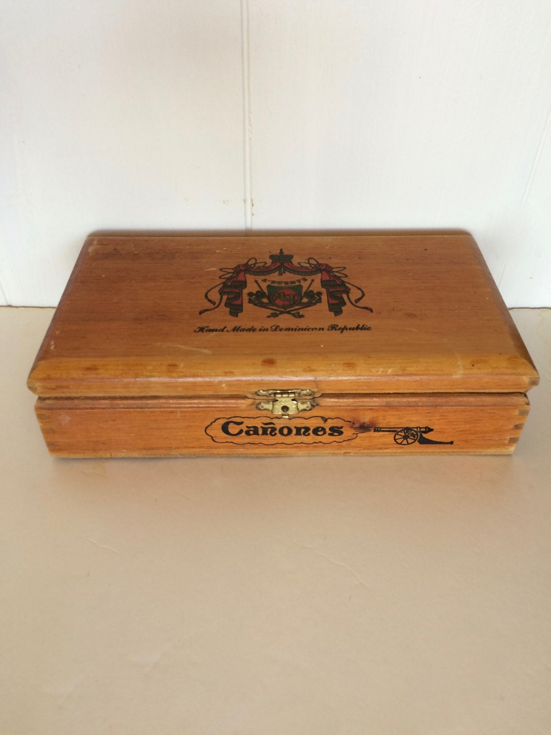 Vintage Cigar Box Wooden Cigar Box Canones Cannon Graphics