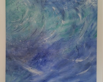 Stormy sea surf abstract painting 90cm x 90cm
