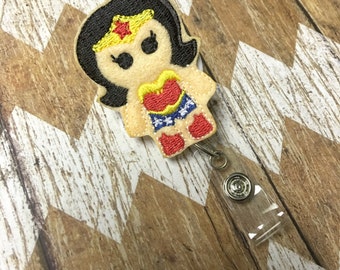 Wonder Woman Badge Reel, Badge Clip, Retractable Name Badge, ID Holder, Teacher ID Clip, Badge Pull