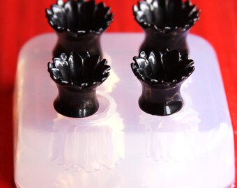 Ear gauges and ear tunnels clear silicone mold for Make at home resin plugs Lotus Flower Hollow SIZE: 12mm(1/2") 14mm(9/16")!!(1-09)