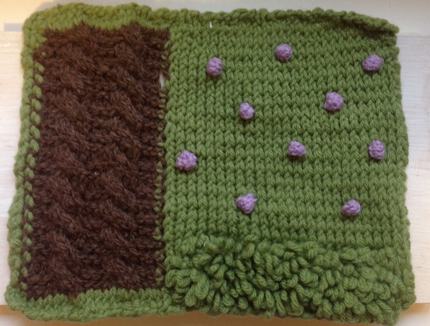 Hand Knit Play Mat for dollhouse figures Waldorf play Nature