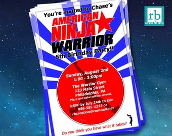 Ninja Warrior Invitations, Ninja Warrior Party, Ninja Birthday, Ninja Party, Ninja Warrior Invitation - Digital Printables