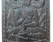 Indian Interiors Vintage Panel Vitarka Buddha Hand Carved Wall Hanging