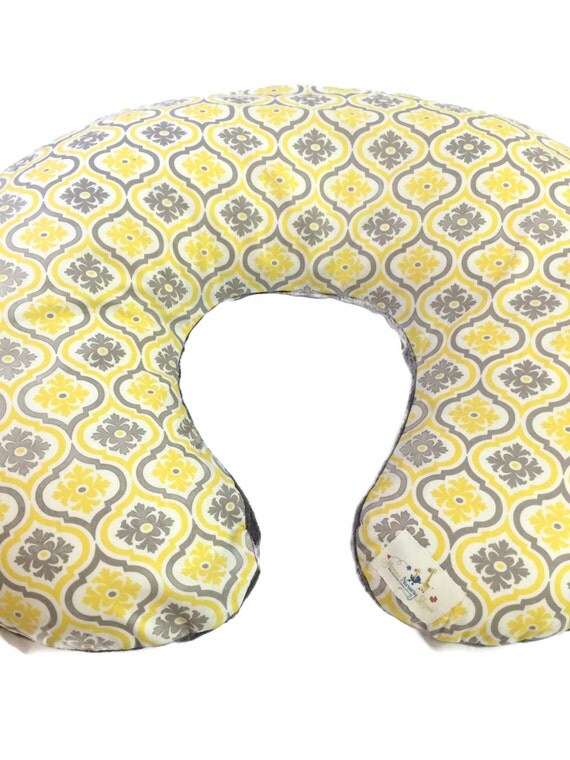 Boppy Pillow Cover Yellow and Gray by on Etsy