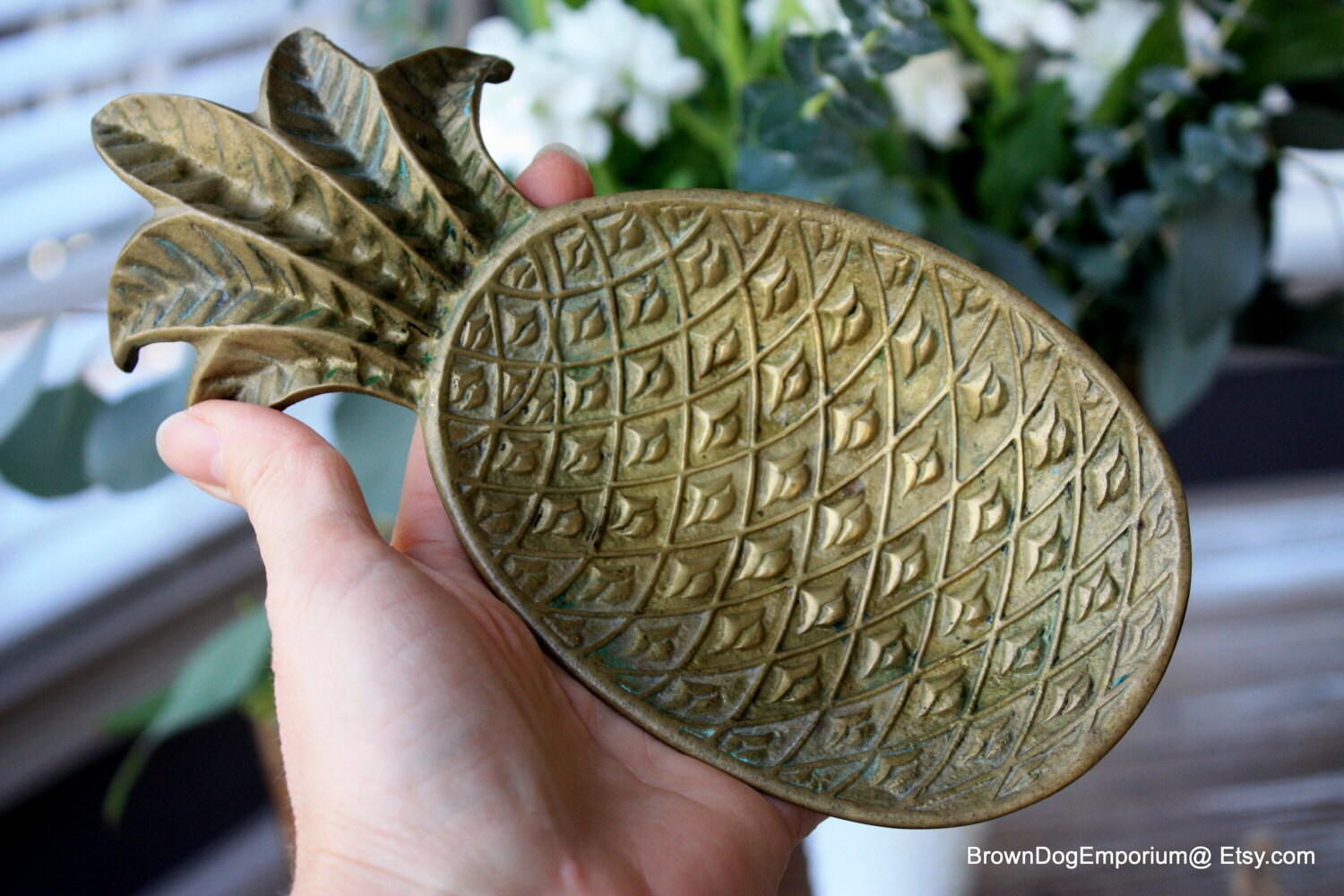 Vintage brass pineapple spoon rest // Mid Century kitchen