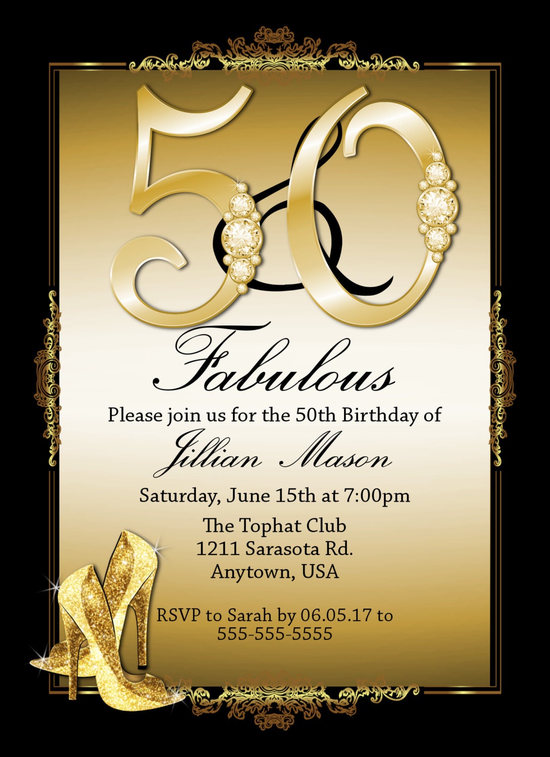 Fifty and Fabulous Invitations 50th Birthday