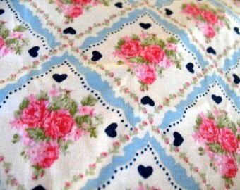 Coupon Tissu Fleuri Anglais - 43 X 120 Cm, Coton, Rose, Neuf à Rafraîchir