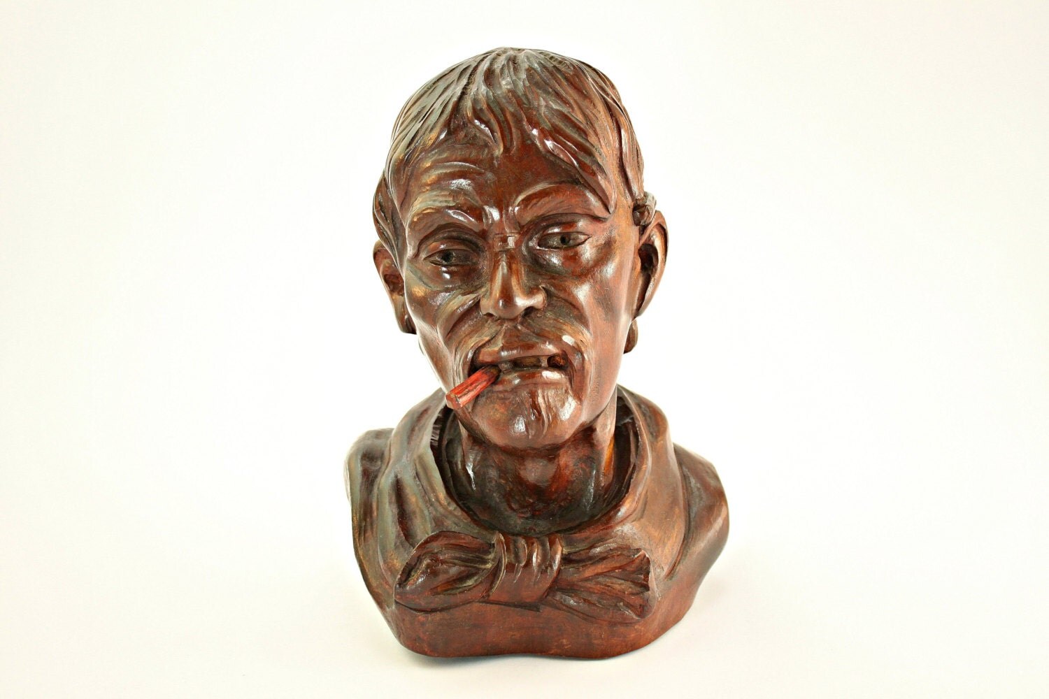 Vintage Cowboy Bust Carving Cowboy Bust Carving Cowboy