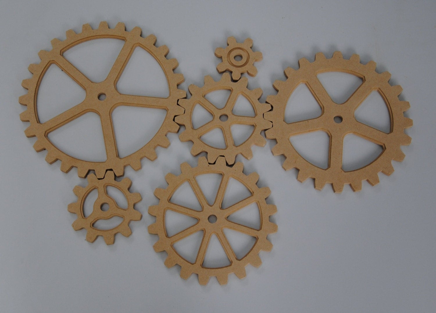 Large Wood Gear 6 Gear Set Wooden Cog Sprocket Steampunk
