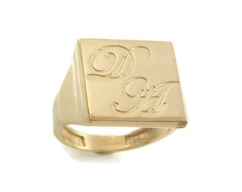 14k solid gold Initial ring. Gold men ring. mens initial ring. monogram jewelry. Gift for him. Personalized ring. Signet ring. monogram ring