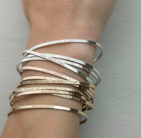 Personalized Cuff Bracelet Inspirational by LayeredAndLong on Etsy