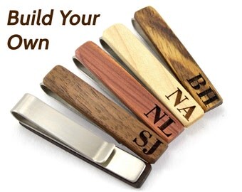 Custom Wooden Tie Clip - Wood Groomsmen Tie Clip - Wooden Tie Clip Gifts for Him - Engraved Tie Clip Set -Christmas Tie Clips Grooms Tie Bar