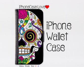 Sugar skull iPhone 6 Case - sugar skull iPhone 6 Wallet Case - sugar skull iphone 6 - sugar skull iPhone 6 Wallet